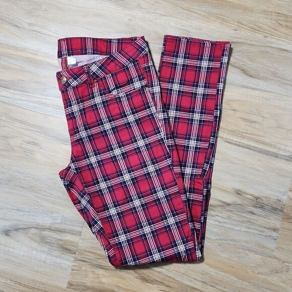 🔹️Divided H&M Red Plaid "Red Concept" Skinny Pants Size 10/30 - Picture 1 of 10